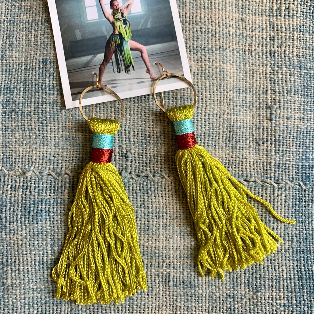 Chartreuse Fringe Earrings